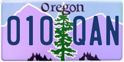 OR license plate 010QAN