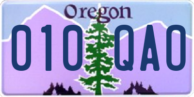 OR license plate 010QAO