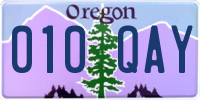 OR license plate 010QAY