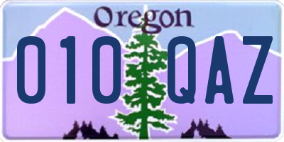 OR license plate 010QAZ