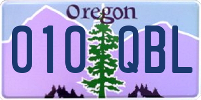 OR license plate 010QBL