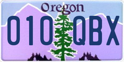 OR license plate 010QBX