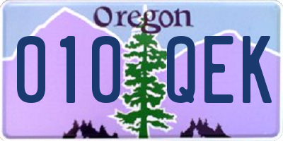 OR license plate 010QEK