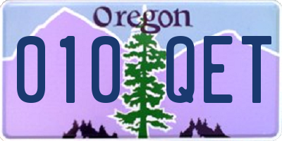 OR license plate 010QET