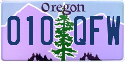 OR license plate 010QFW