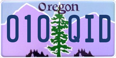 OR license plate 010QID