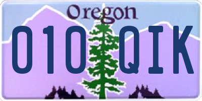 OR license plate 010QIK