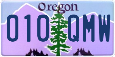 OR license plate 010QMW