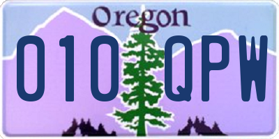 OR license plate 010QPW