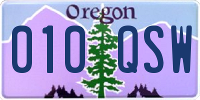 OR license plate 010QSW