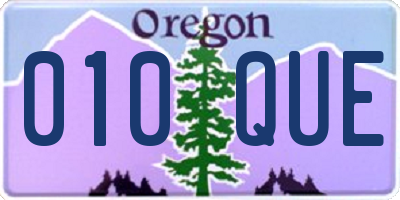 OR license plate 010QUE