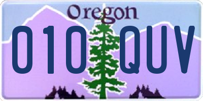 OR license plate 010QUV