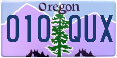 OR license plate 010QUX