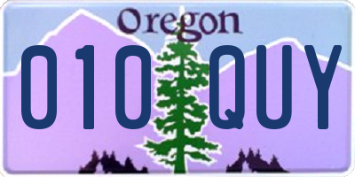 OR license plate 010QUY