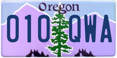 OR license plate 010QWA