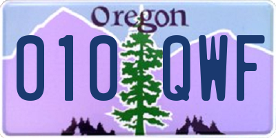 OR license plate 010QWF