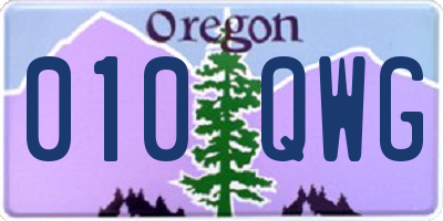 OR license plate 010QWG