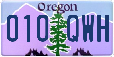 OR license plate 010QWH