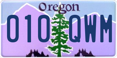 OR license plate 010QWM