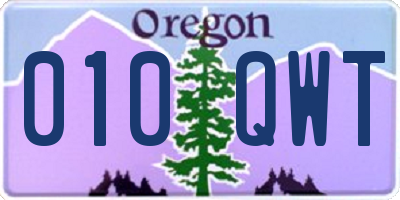 OR license plate 010QWT