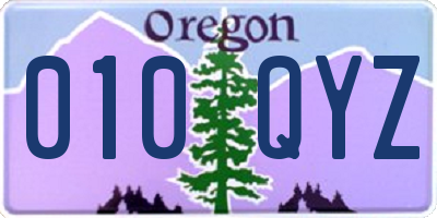 OR license plate 010QYZ