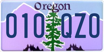 OR license plate 010QZO
