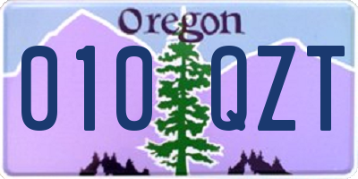 OR license plate 010QZT