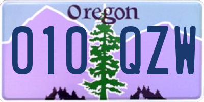 OR license plate 010QZW