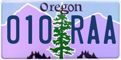 OR license plate 010RAA