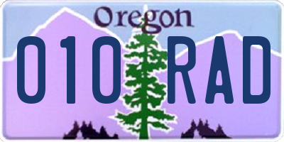 OR license plate 010RAD