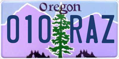 OR license plate 010RAZ
