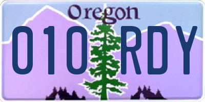 OR license plate 010RDY