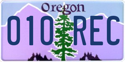OR license plate 010REC