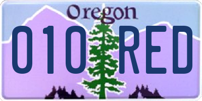 OR license plate 010RED