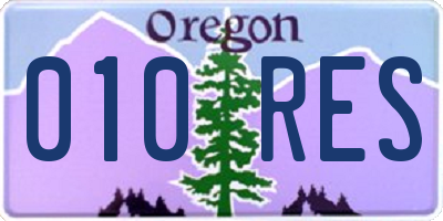 OR license plate 010RES