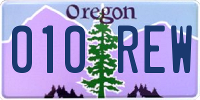 OR license plate 010REW