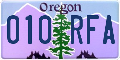 OR license plate 010RFA