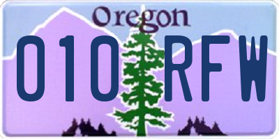 OR license plate 010RFW