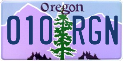OR license plate 010RGN