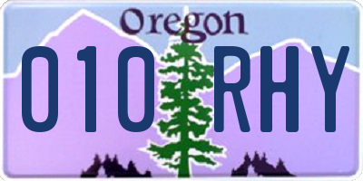 OR license plate 010RHY