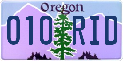 OR license plate 010RID