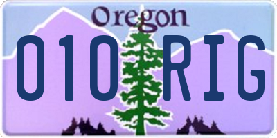 OR license plate 010RIG