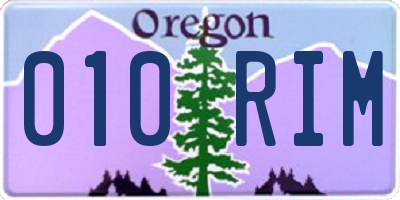 OR license plate 010RIM
