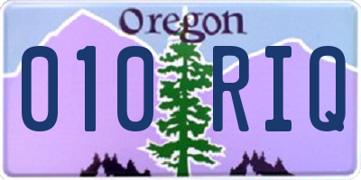 OR license plate 010RIQ
