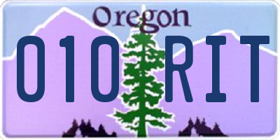 OR license plate 010RIT