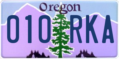 OR license plate 010RKA
