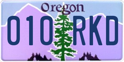 OR license plate 010RKD