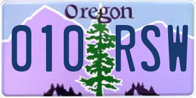OR license plate 010RSW