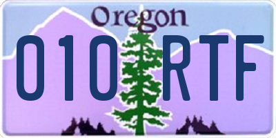 OR license plate 010RTF