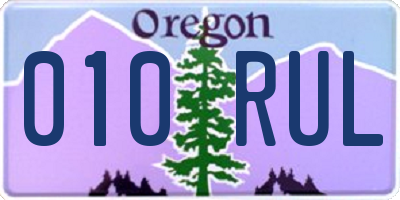 OR license plate 010RUL